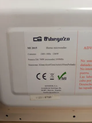 Microondas orbegorzo