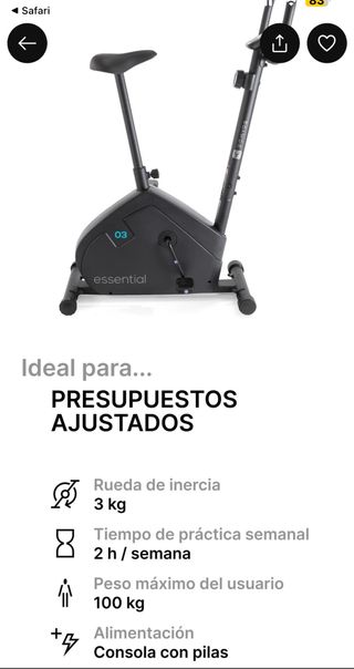 Bicicleta Estática Iniciación Domyos Essential