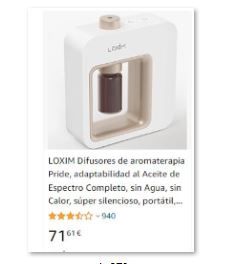 DIFUSOR AROMATERAPIA ACEITE SIN AGUA NI CALOR BLAN