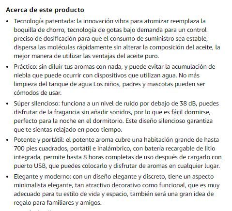 DIFUSOR AROMATERAPIA ACEITE SIN AGUA NI CALOR BLAN