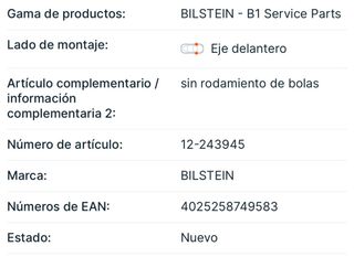 amortiguadores y copelas delanteras audi 8VA,8VF
