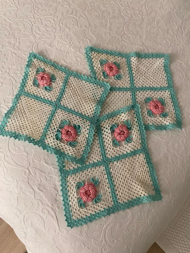 3 paños Crochet vintage