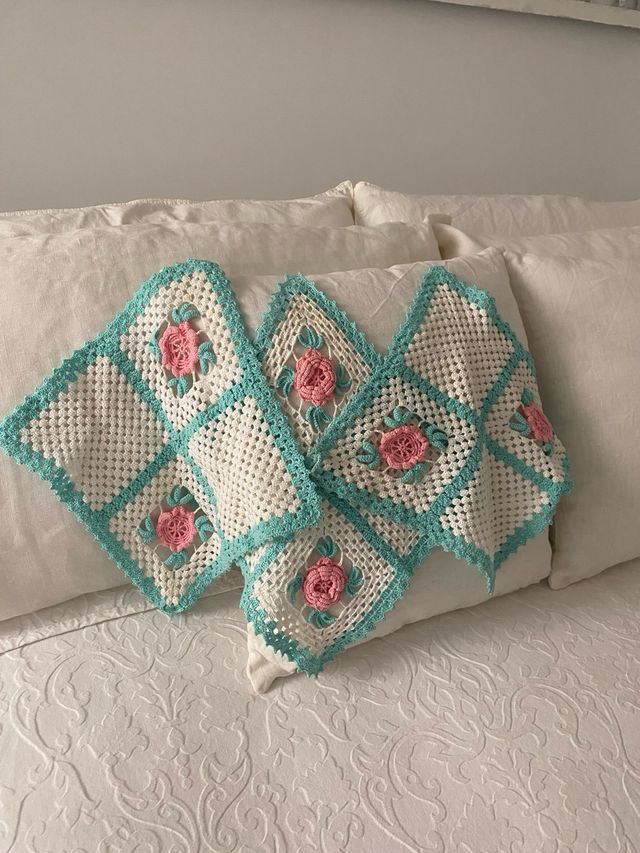 3 paños Crochet vintage