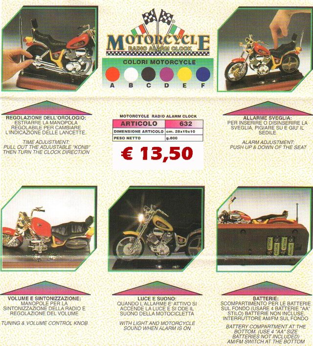 RADIO SVEGLIA OROLOGIO MOTORCYCLE