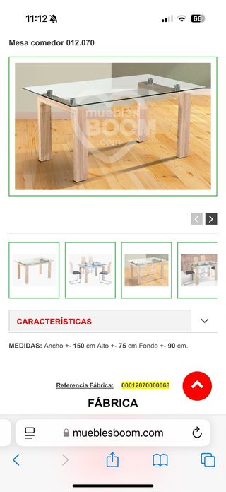 Mesa comedor nueva 150 cm cristal  cambrian .