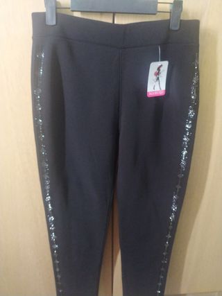 Pantalón elástico mujer.XL. Negro. Nuevo