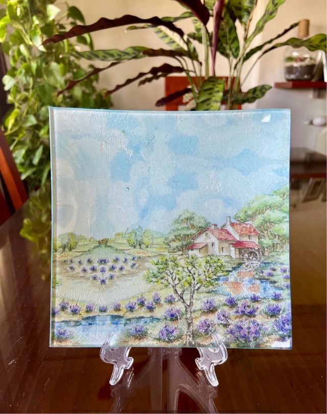 Bandeja de cristal decoracion artesanal