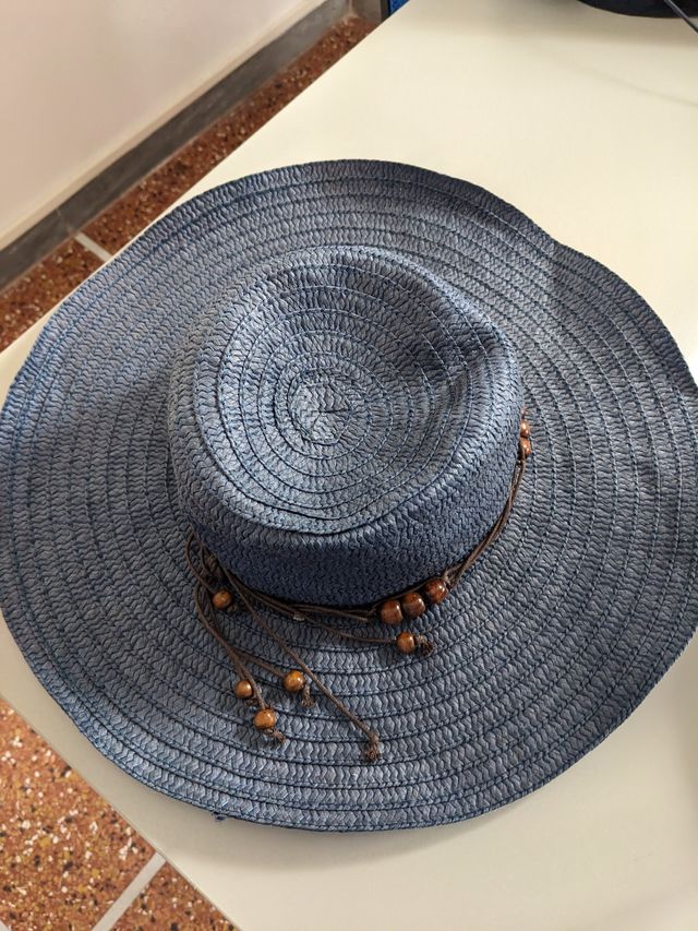 Cappello tesa larga blu navy boho chic