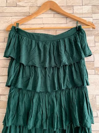 Vestido de volantes verde botella