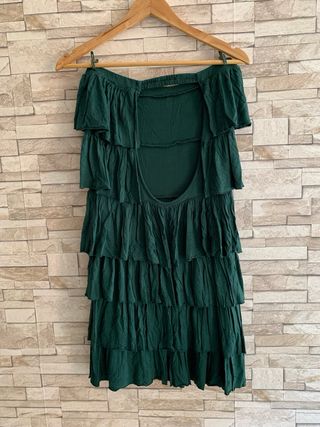 Vestido de volantes verde botella
