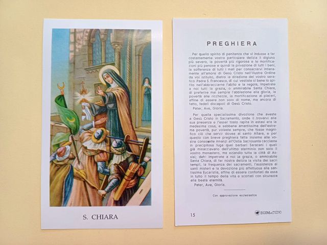 100 santini holy card SANTA CHIARA egim