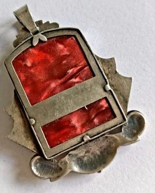 Antigua Medalla Colgante Virgen Oro Plata Art Deco