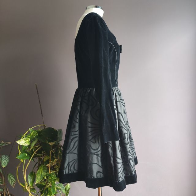 Vestido terciopelo negro vintage real
