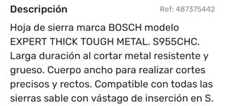 HOJA DE SIERRA DE METAL BOSCH 