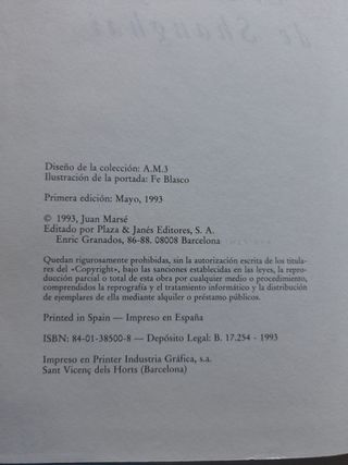 El embrujo de Shanghai, Juan Marsé 1ª edición