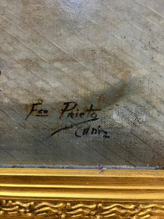 Escena costumbrista andaluza con marco dorado,