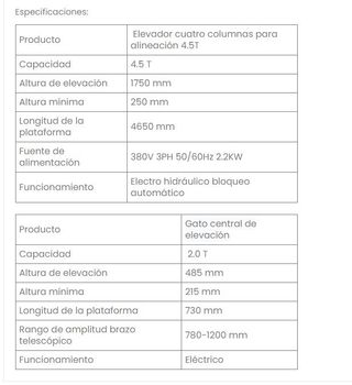 Elevador De Coches 2 Columnas 4Toneladas 220v/380v