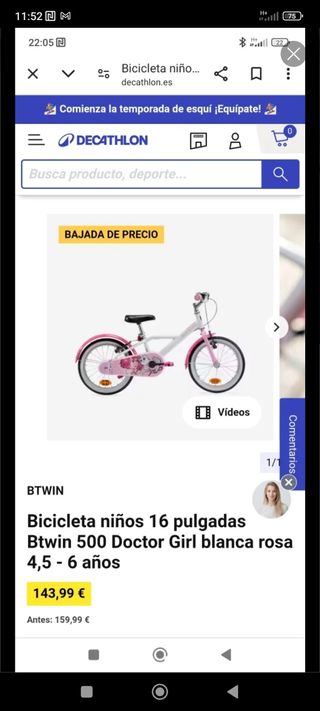 Bicicleta para niña, está nueva