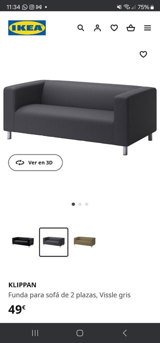 sofá ikea 180cm largo + 2fundas