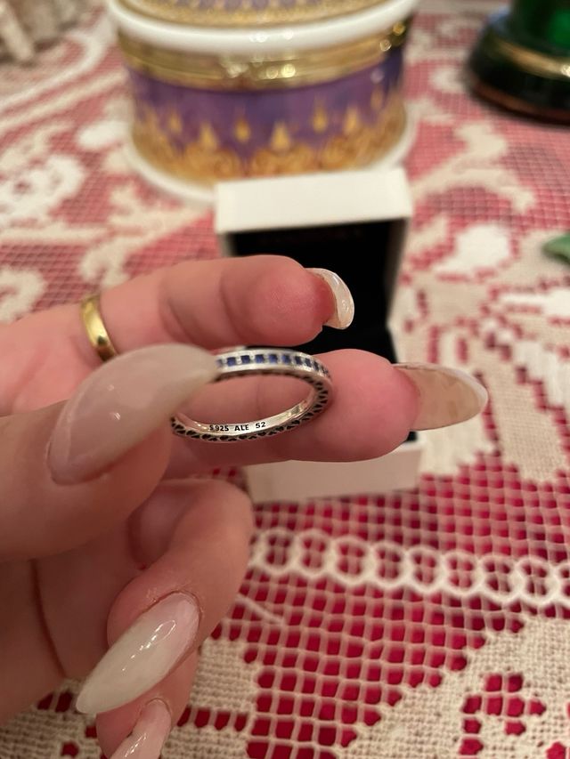 Anello di pandora misura 52 con pietre blu