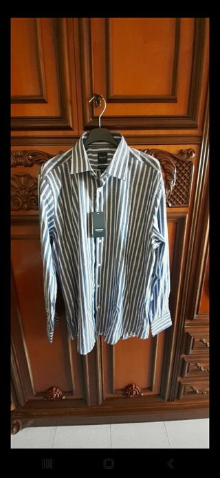 Camicia a fasce azzurro e bianco