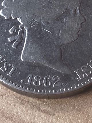 Moneda 10 reales 1862 madrid.