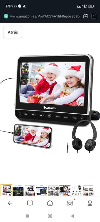 10.1" DVD Portátil Coche Reposacabezas con Entrada