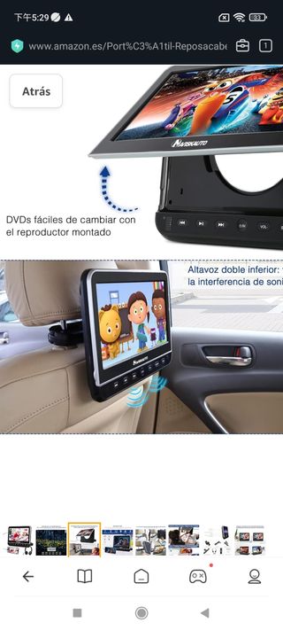 10.1" DVD Portátil Coche Reposacabezas con Entrada