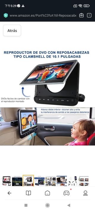 10.1" DVD Portátil Coche Reposacabezas con Entrada