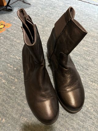 Botines cuña negros de piel n39