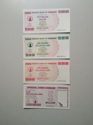 ZIMBABWE 7 BILLETES DIFERENTES 