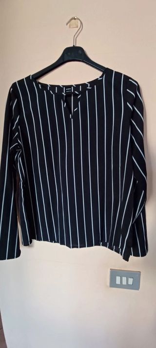 Camicia nera righe Shein TG M