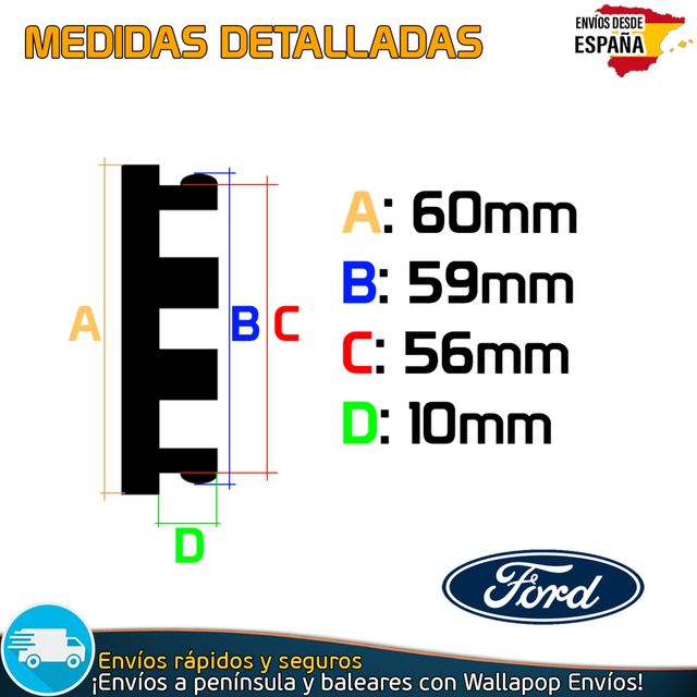 X4 Tapacubos Ford 60mm Cubrebujes Tapas Llantas
