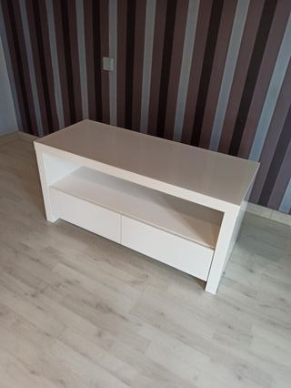 mesilla mueble tv television lacado blanco cajones