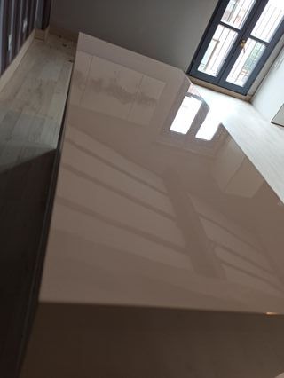 mesilla mueble tv television lacado blanco cajones