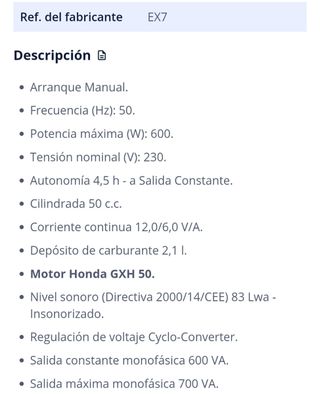 Generador honda Ex7 inverter