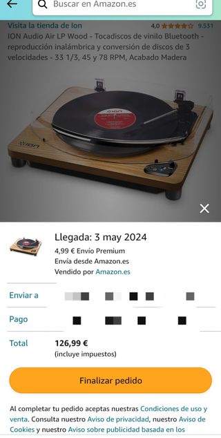ION Audio Air LP Wood - Tocadiscos de vinilo Bluet