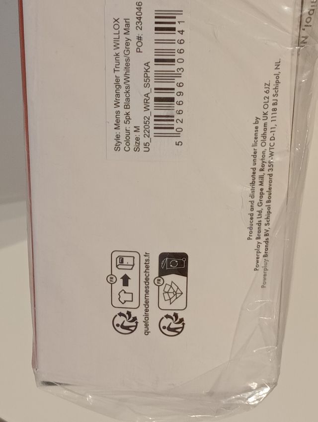 Pack de 5 Boxer wrangler Talla M hombre