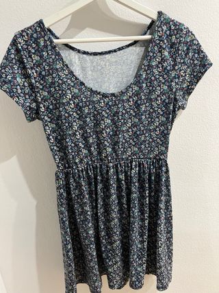 Vestido azul estampado flores