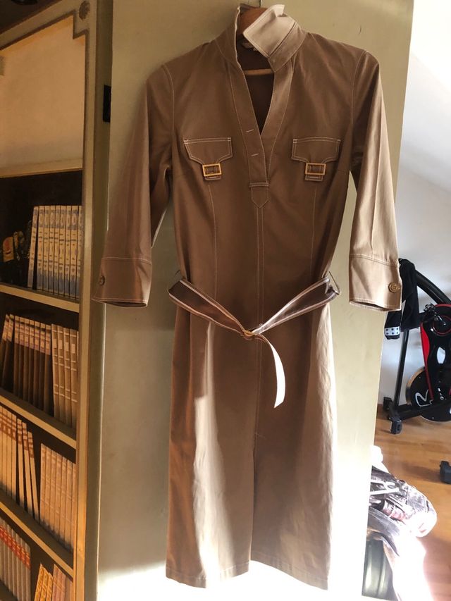 Vestido midi color camel