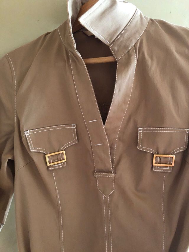 Vestido midi color camel