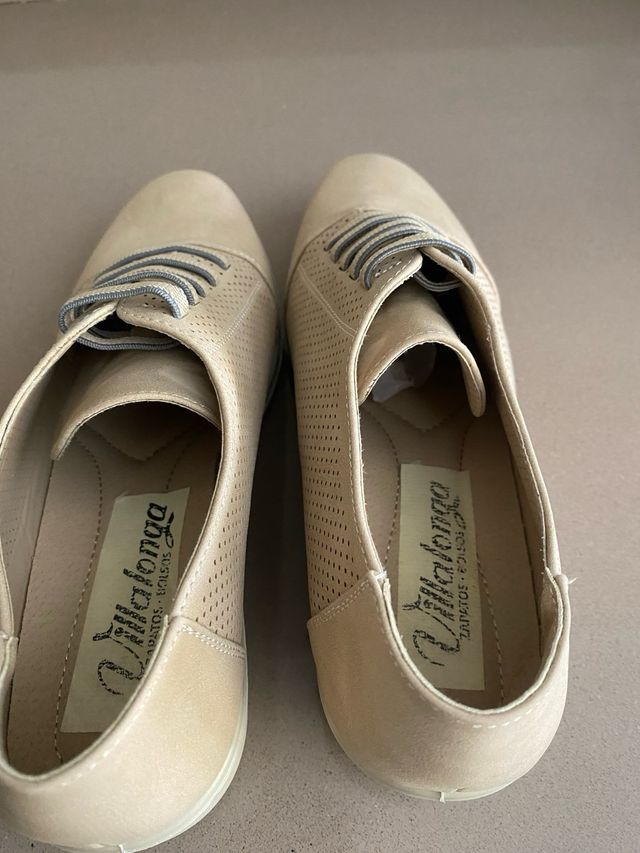 Zapatos mujer piel tipo mocasines cordones gomas