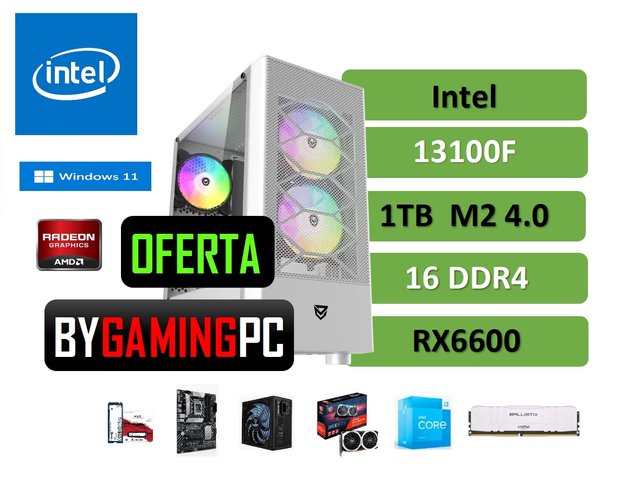 PC Gaming intel 13100F RAM 16GB DDR4 1 TB RX6600