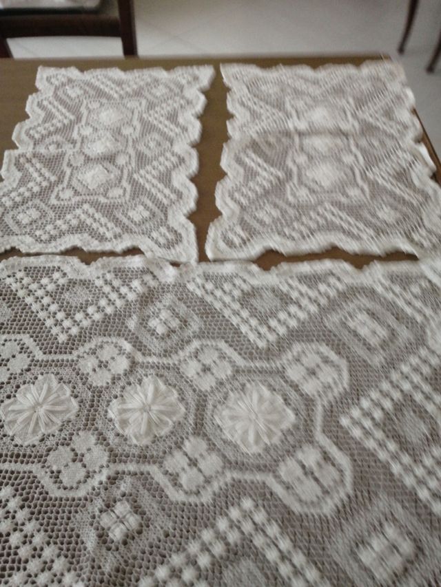 Set 3 centrini in cotone beige