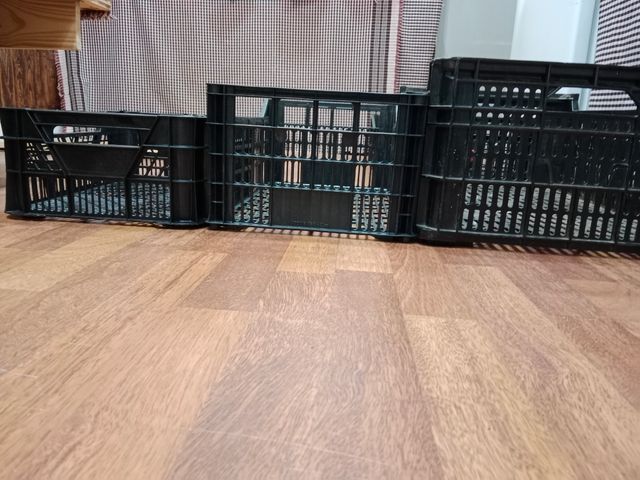 cajas de almacenaje negras plástico grandes pequeñ