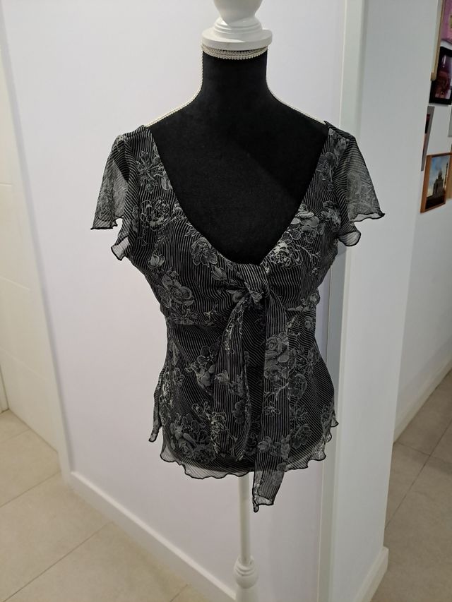 Top estampado negro-blanco H&M