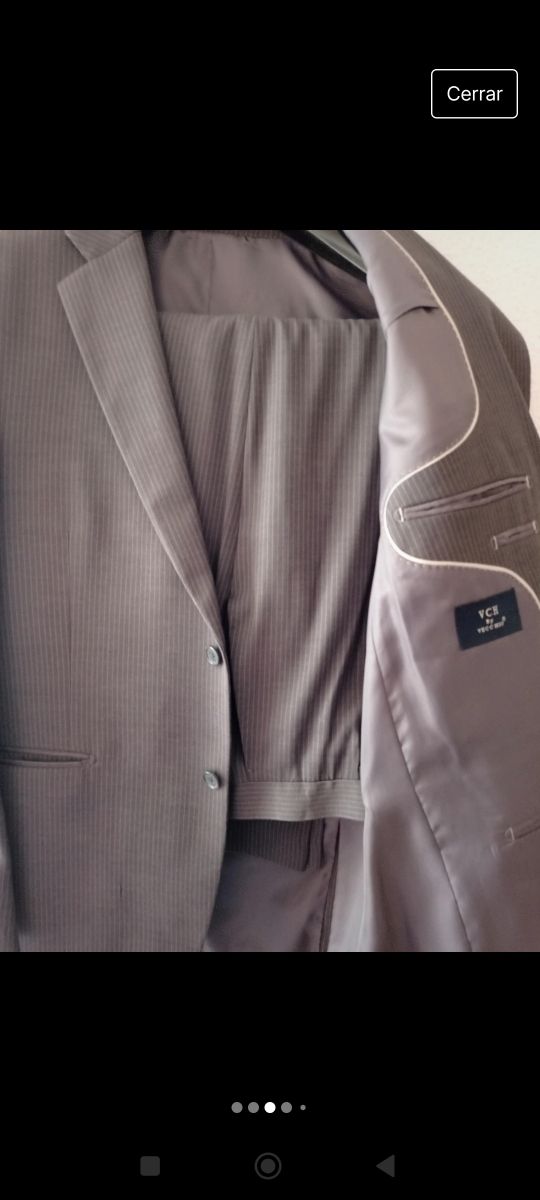 Traje chaqueta hombre gris con raya
