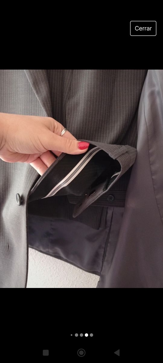 Traje chaqueta hombre gris con raya