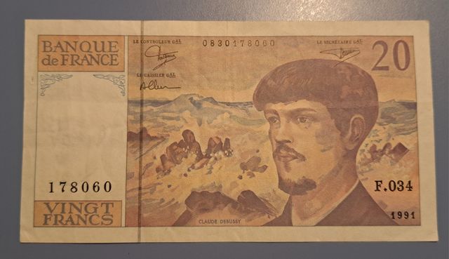 Banconota Da 20 Franchi Francesi. 