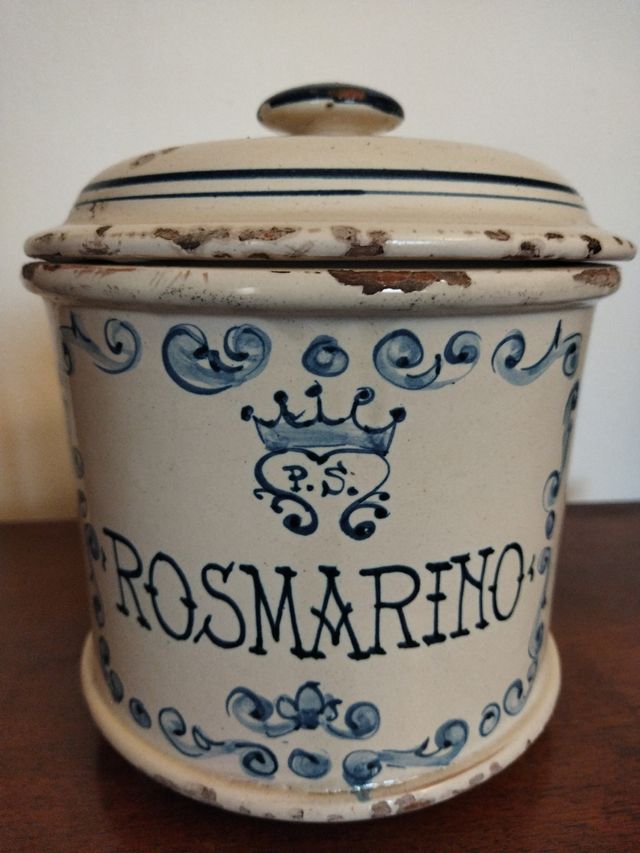 Vaso Albarello in maiolica Rosmarino